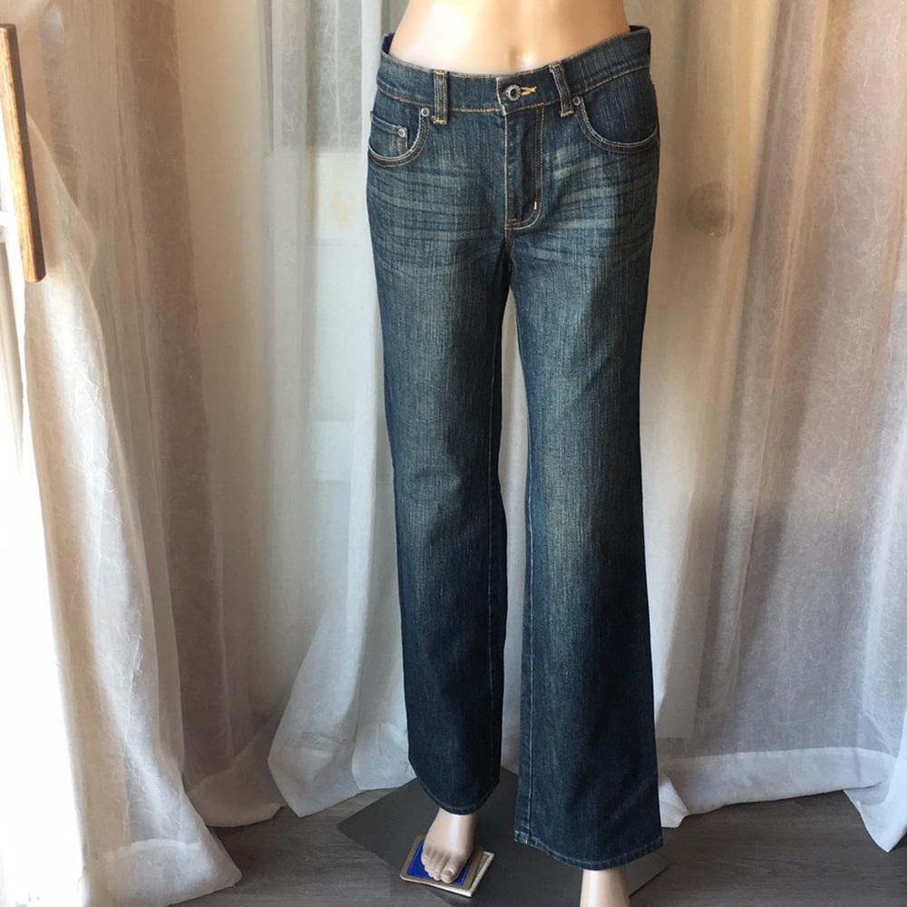 NY & Co Wide Leg Mid-Rise Bootcut Jeans Dark Wash fits size 4